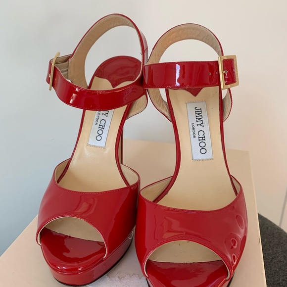 Jimmy Choo Shoes - Jimmy Choo Linda Patent Leather Red Heels size 38